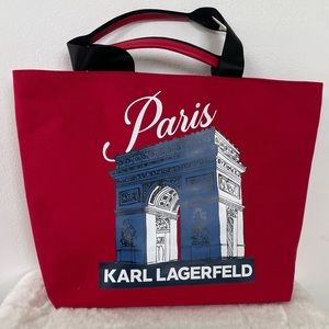 Karl Lagerfeld Paris Kristen Tote bag Featuring Arch of Triumph Red